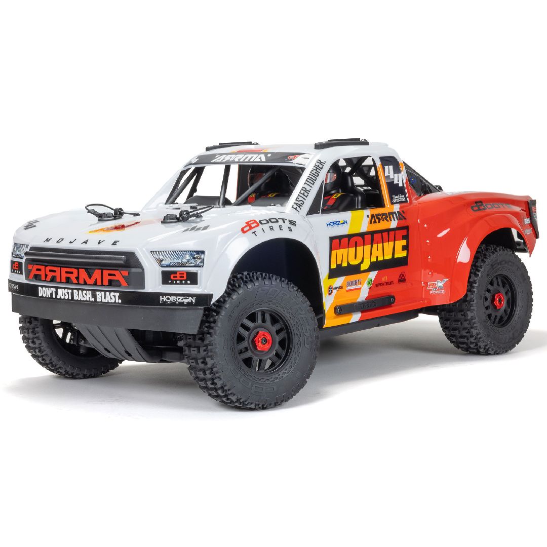 Arrma 1/8 MOJAVE BL-4S 4x4 Scale Desert RTR - White/Red