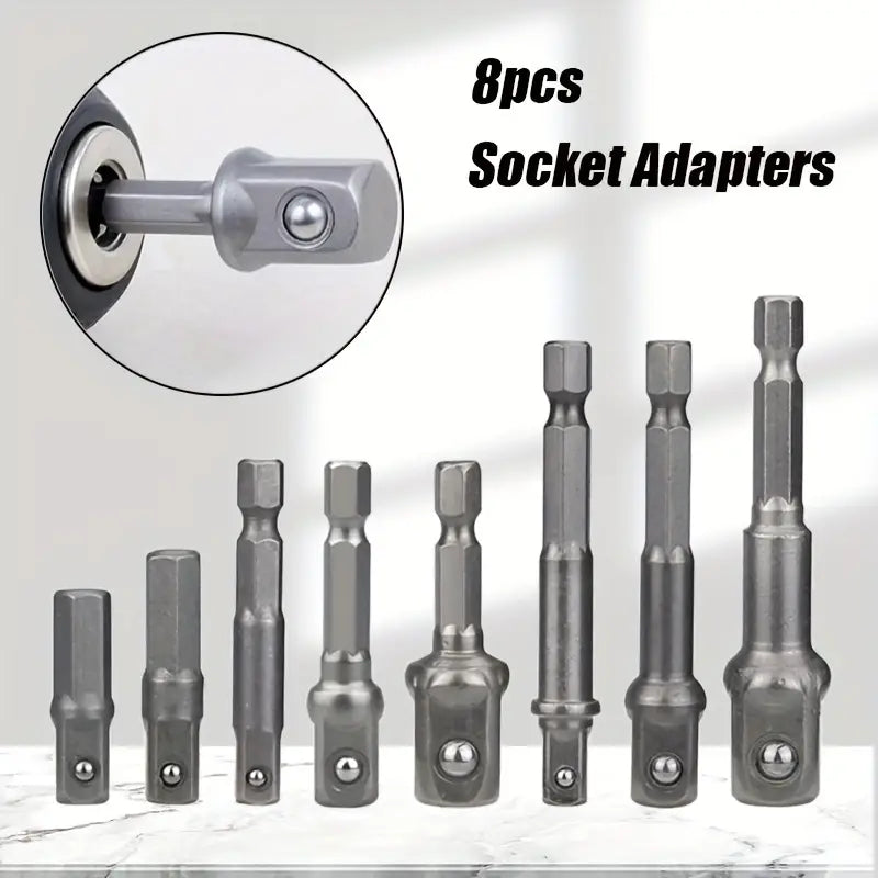 8pcs Impact Driver Adapter Set - 1/2", 3/8", 1/4"