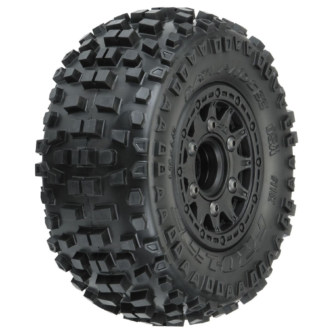 Pro-Line Badlands 2.2"/3.0" Tires on Black Rem Hex Wheels (2)