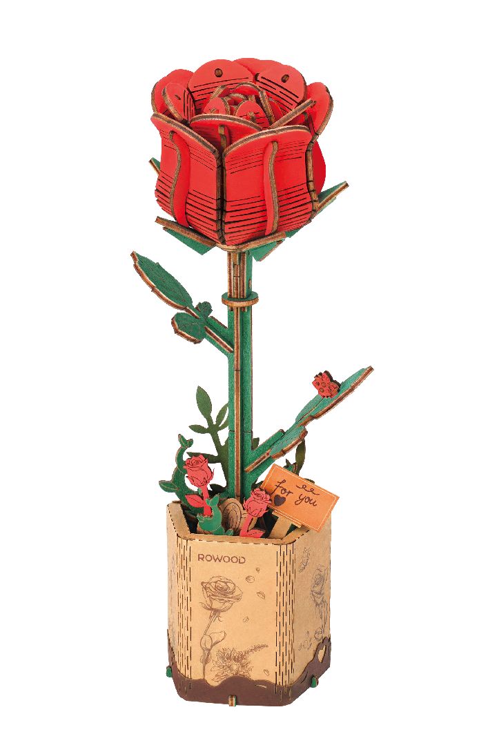 Rowood DIY Red Rose 3D Wooden Puzzle