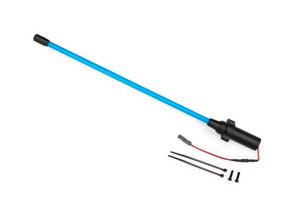 Traxxas Whip light, LED (assembled) (1)/ 3x12mm BCS (2) (replacement for 1 whip light, left or right) (requires #6588X accessory power supply), Blue