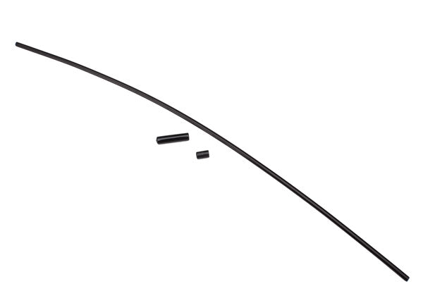 Traxxas Antenna, tube, black (1)/ vinyl antenna cap (1)/ wire