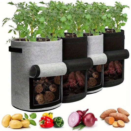 4pcs Garden Grow Bags with Flap - 7 Gallon