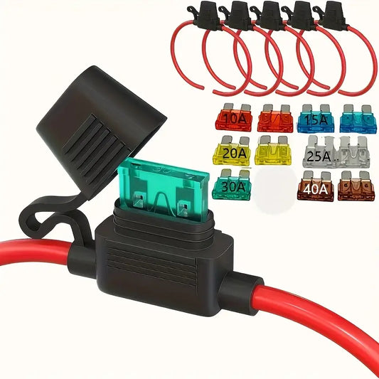 Set of 6 Inline Fuse Holders for 12V Systems