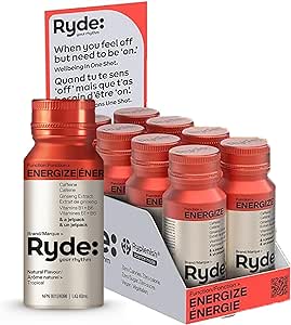 Ryde Energize Shot - Tropical Flavor - 60ml 8 Pack