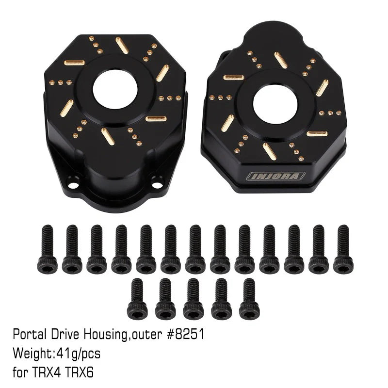INJORA 49g/pcs Black Brass Outer Portal Drive Housing #8251 for TRX-4 TRX-6
