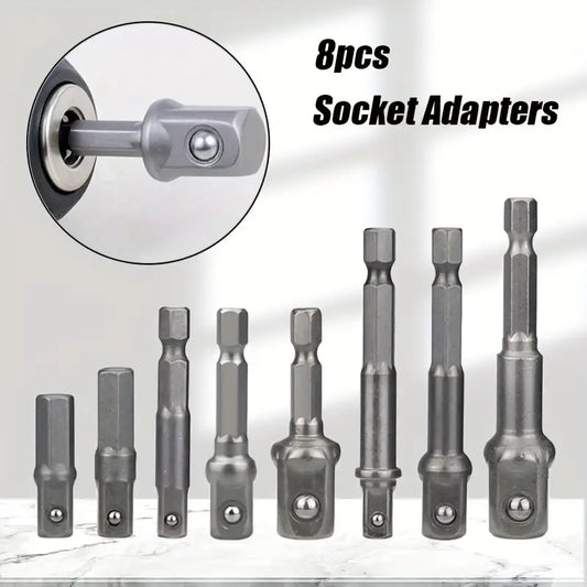 8pcs Impact Driver Adapter Set - 1/2", 3/8", 1/4"