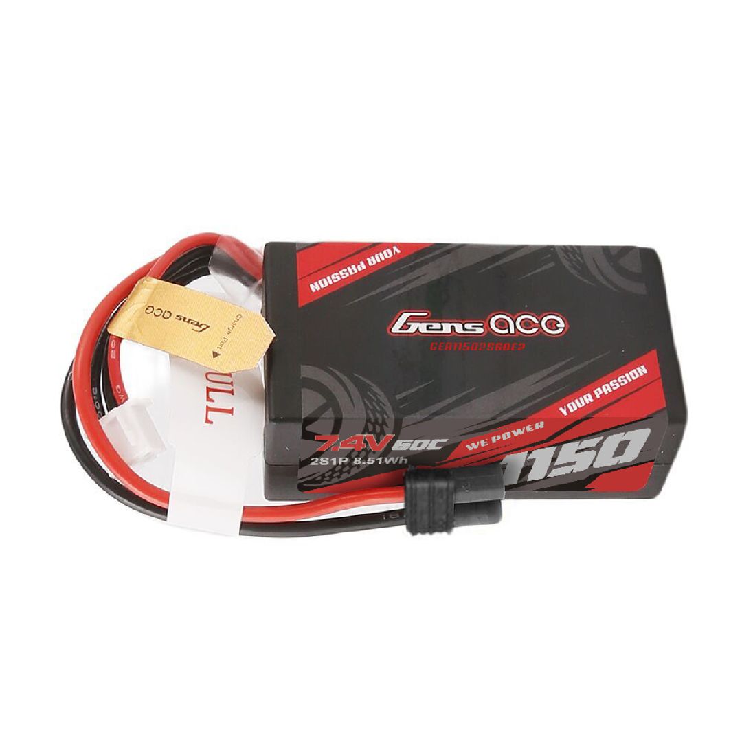 Gens Ace 1150mAh 2S 60C 7.4V HardCase Lipo with IEC2 Plug