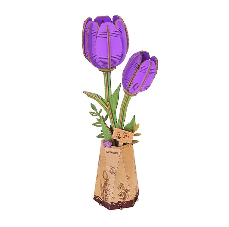 Rowood Purple Tulip 3D Wooden Puzzle