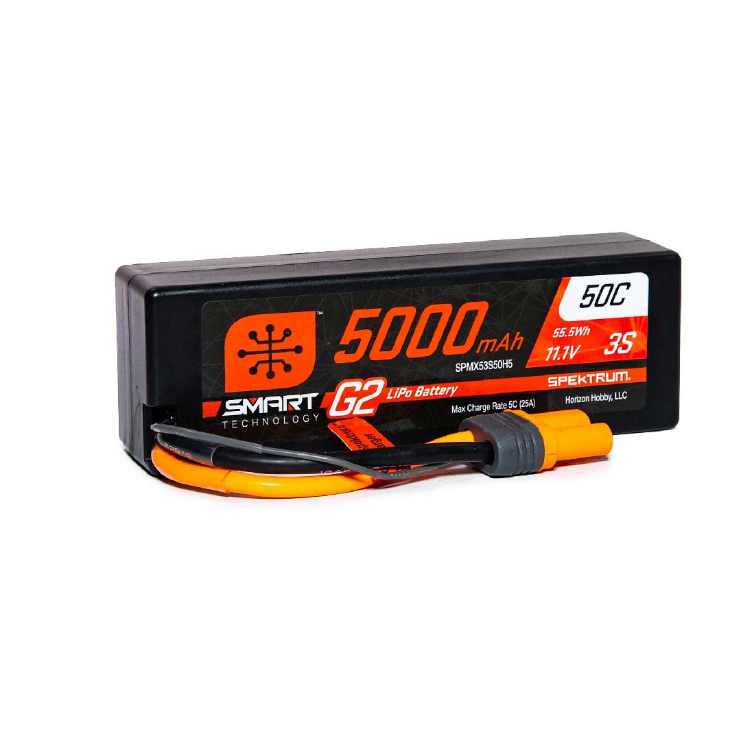 Spektrum - 19695 - 5000mAh 3S 11.1V 50C Smart G2 LiPo IC5 Hardcase